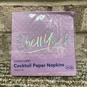 NEW Sunnylife Shell Yeah Cocktail Paper Napkins - Set of 20